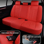 Red Car Seat Cover Full Set , Universal Car Seat Cover for Car with Lumbar Support, Premium Faux Leather, Waterproof and Easy to Clean, Airbag Compatible, Suitable for SUV, Pickup Trucks, Sedans