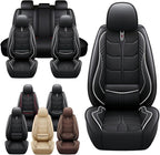 Leather Car Seat Covers Fit for Toyota Yaris 2007-2020, 5 Seater Car Seat Cover, Premium Waterproof, Scratch Resistant Car Interior Accessories (Full Set Black White)