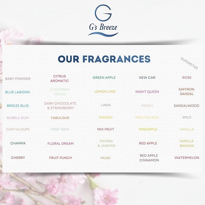 G's Breeze Floral Dream Air Freshener – Luxurious Rose, Lily & Jasmine Blend for Long Lasting Floral Freshness – Ideal Scent for Home, Car & Office – Create a Serene, Elegant and Uplifting Atmosphere