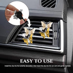 2PCS Car Air Vent Clips, Dual Butterfly Diamond Car Air Conditioner Outlet Vent Clip, Cute Car Diffuser Perfume Clip, Car Air Freshener Decor Accessories for Women Girl (Yellow, Style 1)
