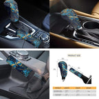 FKELYI Floral Butterfly Car Interior Set - 10 Pack Cushions, Headrests, Gear Shifter, Handbrake & Steering Wheel Covers with Cup Coasters