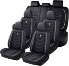 Car Seat Cover 7 Seats for Toyota Highlander 2001-2025, Waterproof Durable Premium Leather Car Seat Protector, Comfortable Anti-Slip Stylish Sport Seat Cover(7 Seats Standard,Black White)