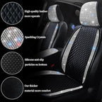 Luxury PU Leather Car Seat Cover Protector Bling Rhinestones Diamond Front Car Seat Protector Pad for Girls Women or Ladies Auto Sparkling Crystal Universal Interior Accessories White 1 Seat