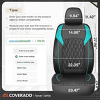 Coverado Front Seat Covers, Car Seat Covers for Cars, Waterproof Driver Seat Covers, Faux Leather Car Seat Cushion, Front Auto Seat Covers Luxury Car Seat Protector Universal Fit Most Cars, Black&Blue