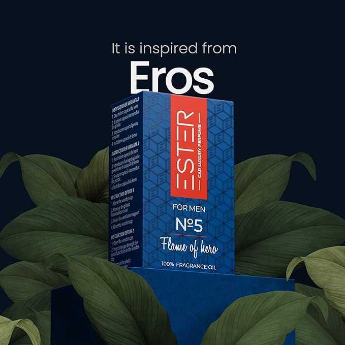 Car Luxury Perfume - Eros - Air Freshener - №5 Flame of Hero: For Men - 1Fl Oz Luxury Essential Oil Diffuser with Sticks - Strong and Long-Lasting Scent