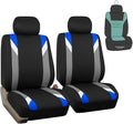 FH Group Car Seat Covers Premium Modernistic Flat Cloth Car Seat Covers Front Seats Only Blue Black, Airbag Compatible Universal Fit Interior Accessories Cars Trucks SUV Car Accessories Protector