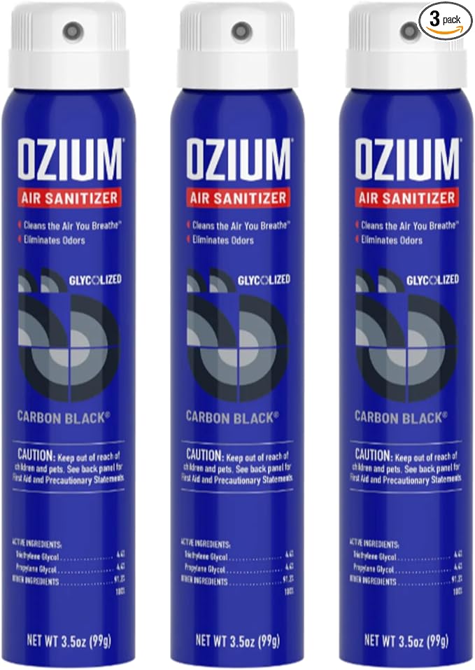 Ozium® 3.5 Oz. Air Sanitizer & Odor Eliminator for Homes, Cars, Offices and More, Carbon Black Scent - 3 Pack