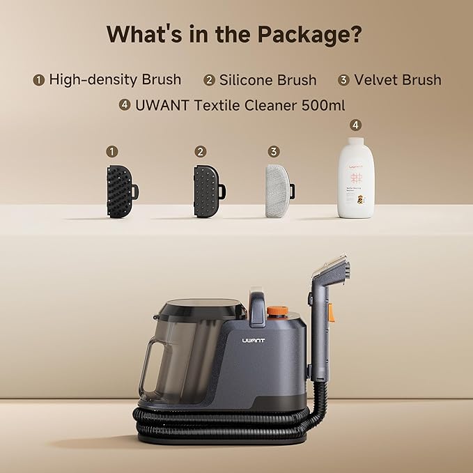 Uwant Portable Carpet and Upholstery for Deep Cleaner, 18Kpa Carpet Cleaner Machine for Cars, Pets with Cleaning Tool and Self Cleaning for Spot, Rug, Couch