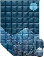 zzlamb Camping Blanket for Cold Weather,Outdoor Puffy Blanket Portable Down Alternative,Windproof Warm Cloak with Snaps,Cozy Quilt Backpacking Picnic RV Travel Plane Car Hammock Beach Climbing
