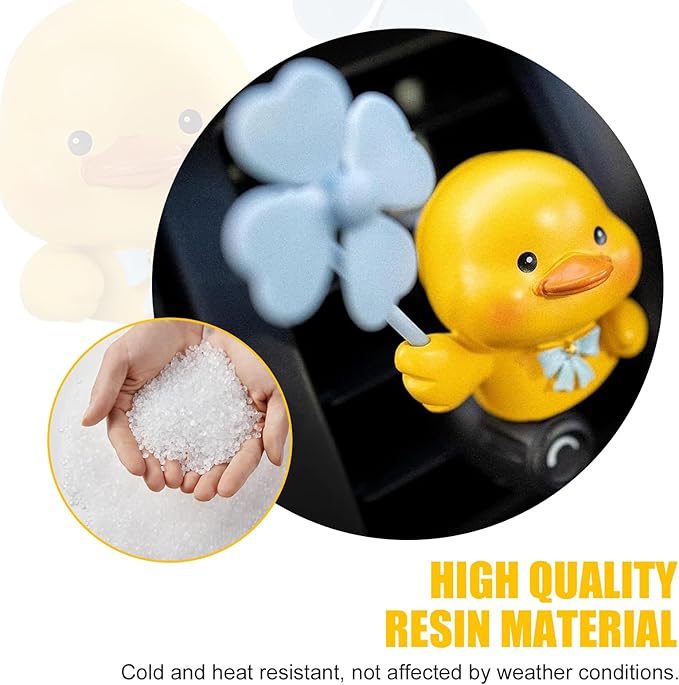 Cute Duck Car Air Fresheners Vent Clips, Outlet Vent Fresheners with Rotating Windmill, Creative Dashboard Trim Clip with 2 Scented Pads, Universal Interior Decoration Accessories (Yellow)
