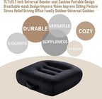 Car Booster Seat Cushion Height Adjustable Memory Foam Mesh Breathable 4.7" Thick Wedge Cushion for Driving Office Chair Lift Seat Pad for Short Adults Posture Support-Black