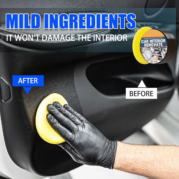 Dashboard Restorer - Trim Restorer | Car Interior Scratch Remover | Car Interior Renovation Paste | Gentle Auto Repair Compound for Door Panel Dashboard Center Console Steering Wheel Armrest Leather