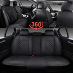 Auto Car Seat Covers Full Set Leather Cushion Protector Breathable Waterproof Seat Cover for Cars Universal Fit (Black, Full Set Without Headrest)
