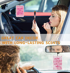 Pink Coquette Bows Car Air Freshener Preppy Pink Car Accessories Interior Hanging 3Pcs, How Lucky Are We Retro Coquette Rear View Mirror Decor Cute Cars Accessories for Women Closet Drawer(Lavender)