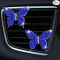Dotesy 2 Pack Bling Bling Butterfly Air Vent Clips Crystal Butterfly Car Air Fresheners Vent Clips Diamond Cute Car Interior Decor for Women (Blue)