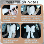 Macarrie 2 Pcs Car Neck Pillow Plush Butterfly Bow Car Headrest Pillow Comfortable Seat Neck Support Cute Car Head Rest Accessories for Driving Travel Driver Chair Girl Style Interior Decor(White)