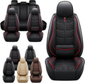 Leather Car Seat Covers Fit for Toyota 4Runner 1991-2024, 5 Seater Car Seat Cover, Premium Waterproof, Scratch Resistant Car Interior Accessories (Full Set Black Red)