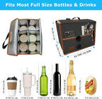 6 Cup Drink Carrier with Handle, Reusable Insulated Cooler Drink Caddy for Car Cup Holder, Foldable Coffee Carrier Bag with Adjustable Dividers, Portable for Car, Travel, Picnic Party, Food Delivery
