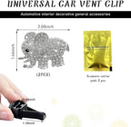Ziciner 2PCS Bling Heart Car Vent Clips Charms, Elephant Shaped Crystal Air Freshener Vent Clips, Rhinestone Air Conditioning Outlet Clip, Car Decor Accessories for Women Girls
