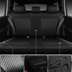CAR PASS Carbon Fiber Leather Rear Seat Covers,Black Waterproof Back Bench Seat Cover Universal Fit for Cars Sedans SUVs Vans 95% Automotive Interior Backseat Car Covers (Rear,Black)