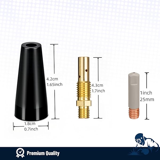 14pcs Flux Core Gasless Nozzle Welding Kit with Non-Stick Coating; Ceramic Welding Tips Replacement MIG Welder Accessories,Compatible with Lincoln,Eastwood and more (coated .035" Kit)