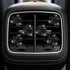 6 Pcs Black Daisy Air Vent Clips, Cute Flower Car Air Fresheners Vents Clips Diamond Vent Clip Car Interior Decor Charm Bling Accessories Decoration for Women…