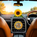 Bling Sunflower Air Vent Clips, Golden Sunflower Car Air Fresheners Vent Clips Diffuser Diamond Car Decoration Rhinestone Interior Decor Cute Accessories for Women Girls