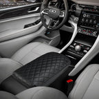 INTGET Center Console Cover for 2026 Jeep Grand Cherokee Accessories 2022 2023 2024 2025/Grand Cherokee L 2021-2026 Car Armrest Arm Rest Box Lid Pad Dog Seat Cover Protector(Black with Cushion)