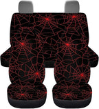 KEIAHUAN Red Spider Web Halloween Car Seat Covers Front and Rear Bench Seat Cushion Cover Universal Fits for Car, SUV, Sedan, Truck
