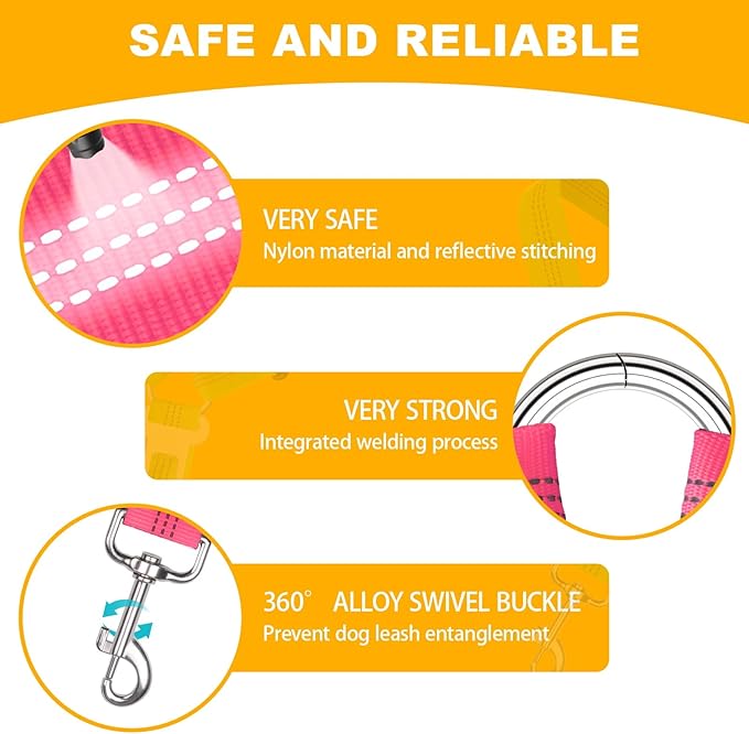 2-Pack Dog Car Seat Belt, 3-in-1 Headrest-Mounted Dog Seatbelt for Car, Adjustable Nylon Pet Safety Leash with Elastic Buffer & Reflective Stitching, Durable Car Harness for Dogs Fits Most Vehicles