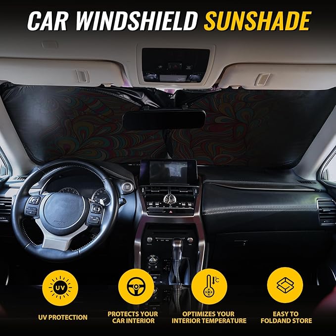 Windshield Sun Shade - Car Windshield Sun Shade for UV Protecion Heat Reduction 2026 Sun Visor for Car Interior (55"x31.5")