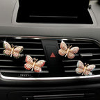 Bling Butterfly Car Air Vent Clip, Cute Rhinestone Air Freshener Clip, Glam SUV Outlet Vent Decorations, Charm Car Inter Decor Accessories for Girls Women (Pink + Red)