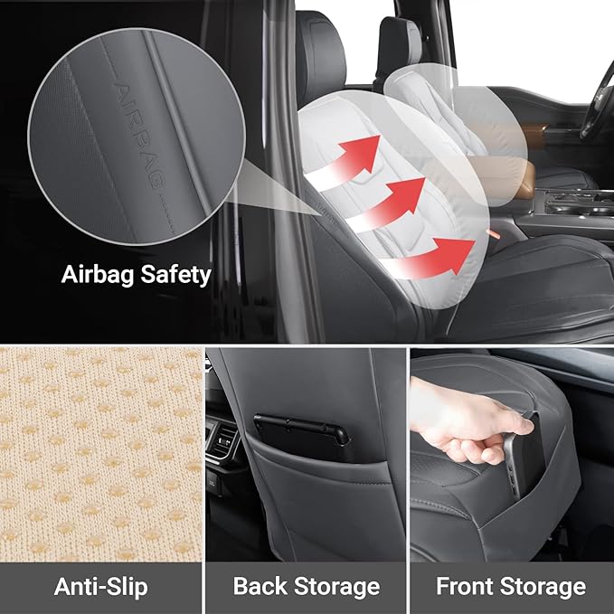 Coverland Custom Fit Car Seat Covers for Car Compatible with [2010-2014 Ford Mustang, Mustang Shelby] Premium Water Resistant Leather Non-Slip Interior Protector [Front Dark Gray - Size Chart A31]