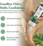 FOOT SENSE All Natural Foot & Shoe Powder, Foot Odor Eliminator for Long-Lasting Odor Control Lasts up to 6 Months, Disinfects & Deodorizes, Safe for Men, Women, Kids, Athletes, 100g