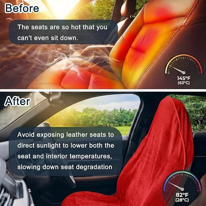 Car Seat Towel Cover, Universal Front Seat Protector for Cars, SUVs and Trucks, Sweat Towel Car Seat Cover for Gym, Yoga, Swimming, Pets and Family Travel, Haute Red, 2 Pack