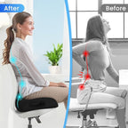 Seat Cushion, Ergonomic Memory Foam Seat Cushions for Office Chairs, Car, Long Trip, Desk Chair, Lab, Extra Large Size for Sciatica & Hip & Tailbone Pain Relief, Sciatica Support (Black)