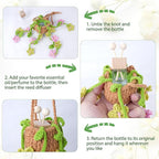 Crochet Car Air Freshener, 8ml Empty Refillable Oil Diffuser Bottle with Hanging Crochet Pink Daisie Plant & Hanging Tools, Car Rearview Mirror Diffuser for Wall Art & Home & Office Decoration
