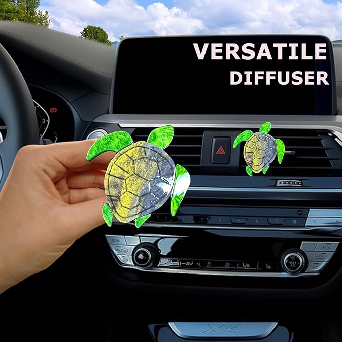 Sea Turtle Car Accessories,Cute Coastal Air Vent Clip Car Freshener, Acrylic Beach Ocean Themed Dashboard Decoration Charms for Women,Refillable Diffuser