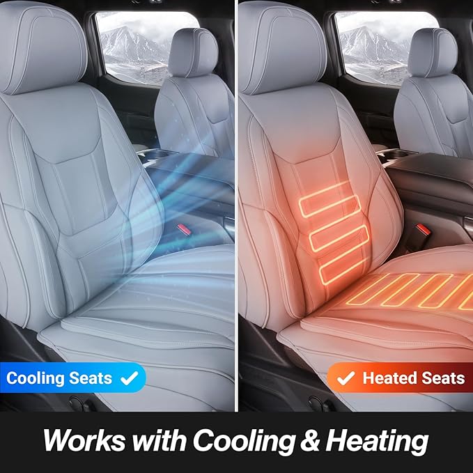 Coverland Custom Fit Car Seat Covers for Car Compatible with [Accord, Camry, Malibu, Focus, Taurus, Yaris, Golf] Premium Waterproof Non-Slip Interior Seat Protector [Front Gray- Size Chart A21]