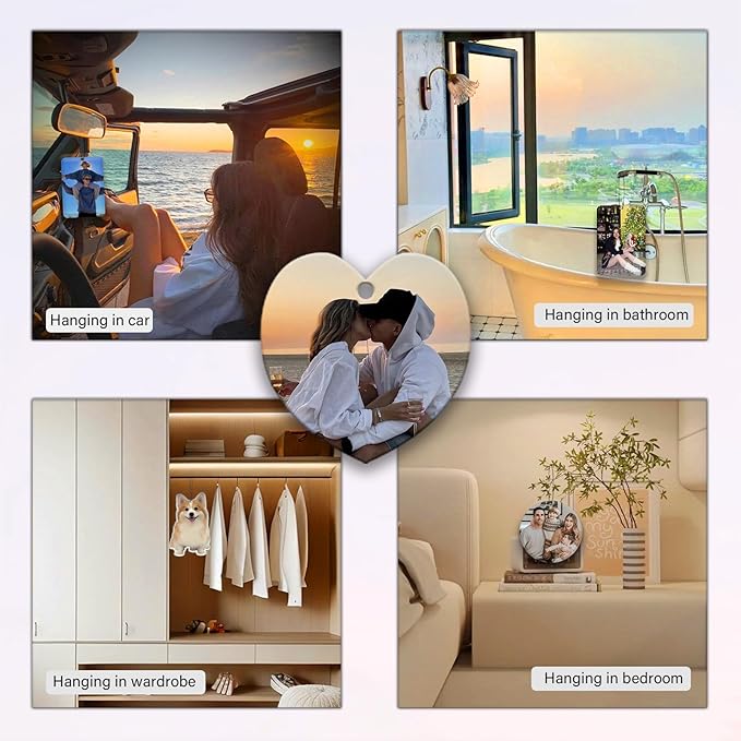Custom Air Fresheners with Picture-Personalized Air Freshener for Car-Hanging Air Freshener for Wardrobe,Bathroom,Livingroom (Heart 5pcs)