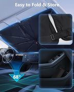 Car Windshield Sun Shade-Sun Ray Reflective Front Window Cover,Foldable Car Sunshade Windshield Umbrella with Bendable Handle for Heat and Sun Protection,Easy to Install for Cars,SUVs,Trucks and Vans