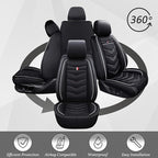 Car Seat Cover 6 Seats for Ford Explorer 2000-2026, Waterproof Durable Compatible Airbag, Premium Leather Seat Protector(6 Seats Luxury,Black White)