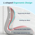 Seat Cushion for Office Chair and Car, Lumbar Support Pillow for Office Chair, Memory Foam Ergonomic Seat Cushion for Long Sitting, Back & Tailbone Pain, Sciatica - Pink & Gray