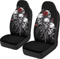 Halloween Skull Rose Car Seat Covers 2 Pcs Universal Front Car Seats Breathable Stretch Polyester Fabric Cover Easy Installation Suitable for Cars, SUV and Trucks
