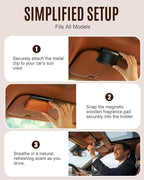 Natural Wooden Car Air Freshener for Visor Clip- Natural Teak/Coconut/Amber Scents, Long-Lasting Odor Eliminator with Metal Clip, 3 Refillable Wood Chips for Cars/Trucks/SUVs (pale yellowish beige)