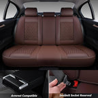 Coverado Car Seat Covers Full Set, 5 Seat Leather Seat Covers for Cars, Car Seat Protector with Lumbar Support, Waterproof Seat Covers Universal Fit for Most Cars SUV Trucks (Coffee)