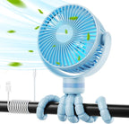 Momcozy 8000mAh Portable Stroller Fan, 27H Ultra-long Battery Life Detachable 4 Speed 360°Rotate LED Night Light with 2 Modes, USB Rechargeable Handheld Cooling Fan for Travel/Car Seat/Bedroom