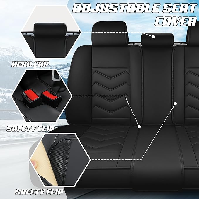 Car Seat Covers Fit for Toyota rav4 2000-2026, Stylish Sport Seat Covers, Waterproof Wear-Resistant Premium Nappa Leather Car Seat Cover.(Full Set/Pure Black)