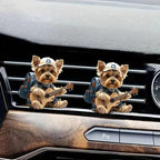 Strumming Yorkie Car Vent Clip, 2d Acrylic Cute Air Freshener for Car, Dog Car Freshener Clips, Solid Scented Air Vent Clips, Auto Interior Decoration Accessories for Women Men