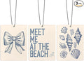 Cute Coquette Blue Bow Beach Air Freshener for Car, Coastal Seashell Beachy Air Freshener Hanging 3 Pcs for Cars Closet Drawer or Books, Blue Girly Preppy Beach Car Mirror Decor for Women
